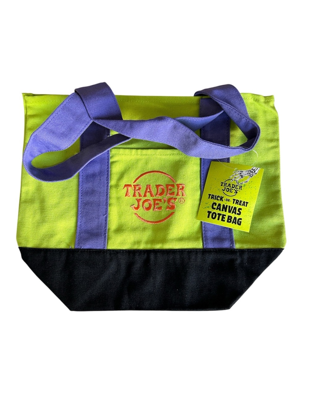 Green & Purple Canvas Trick or Treat Mini Tote Bag New with Tags